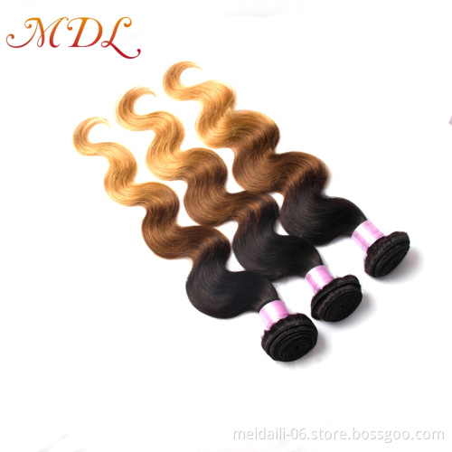 Hot Sale 1b 4 30 ombre color body wave hair bundles 3 tone human hair 1b 4 30 body wave hair
